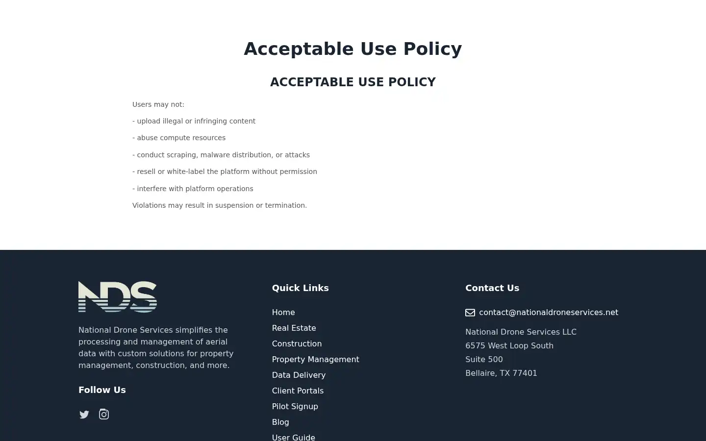 Screenshot of nationaldroneservices.net