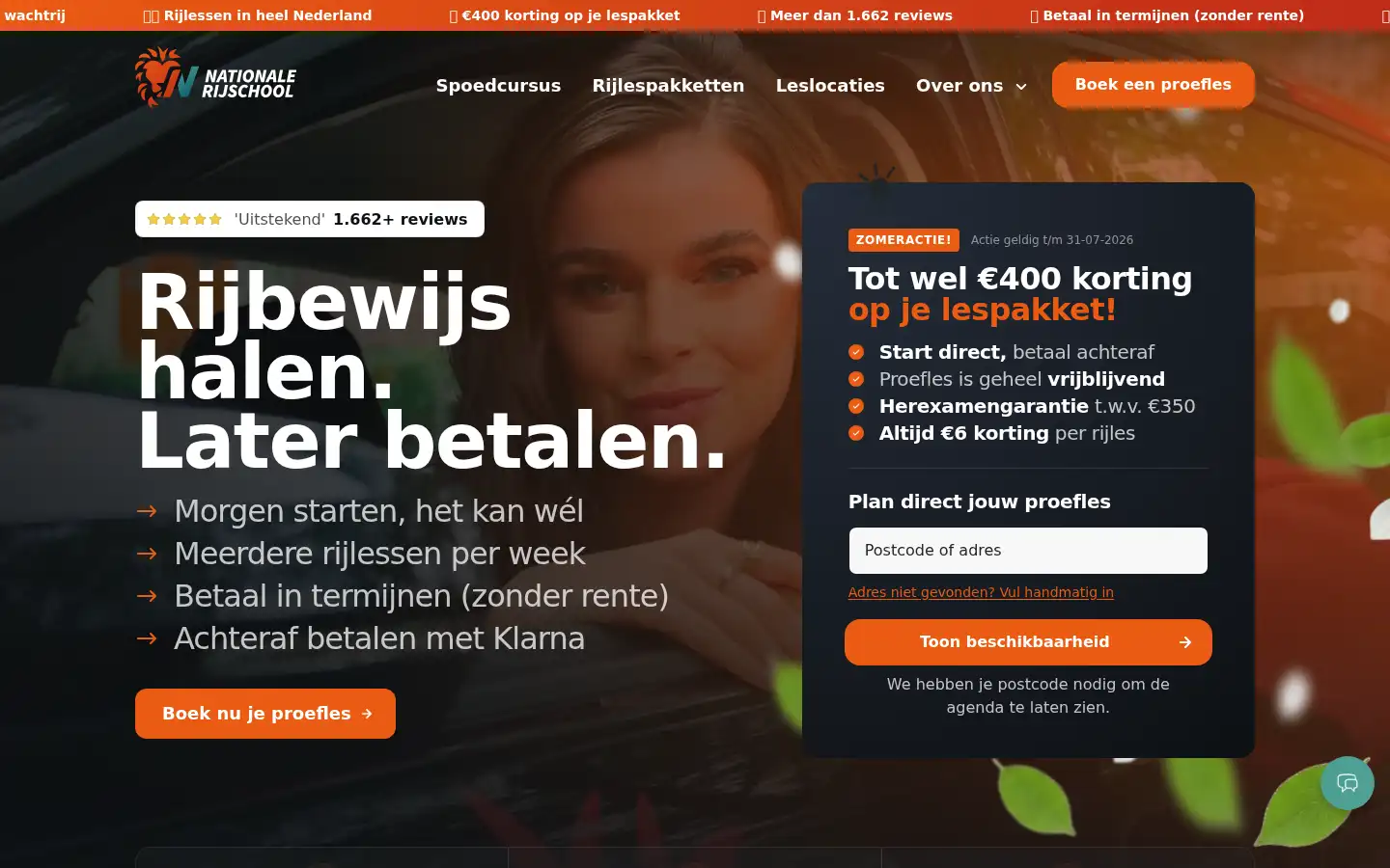Screenshot of nationalerijschool.nl