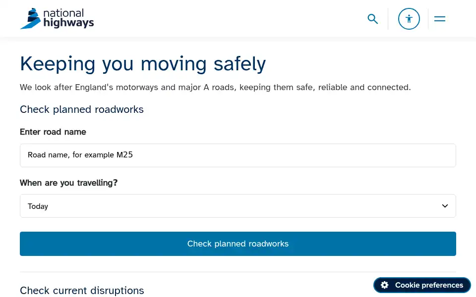 Screenshot of nationalhighways.co.uk