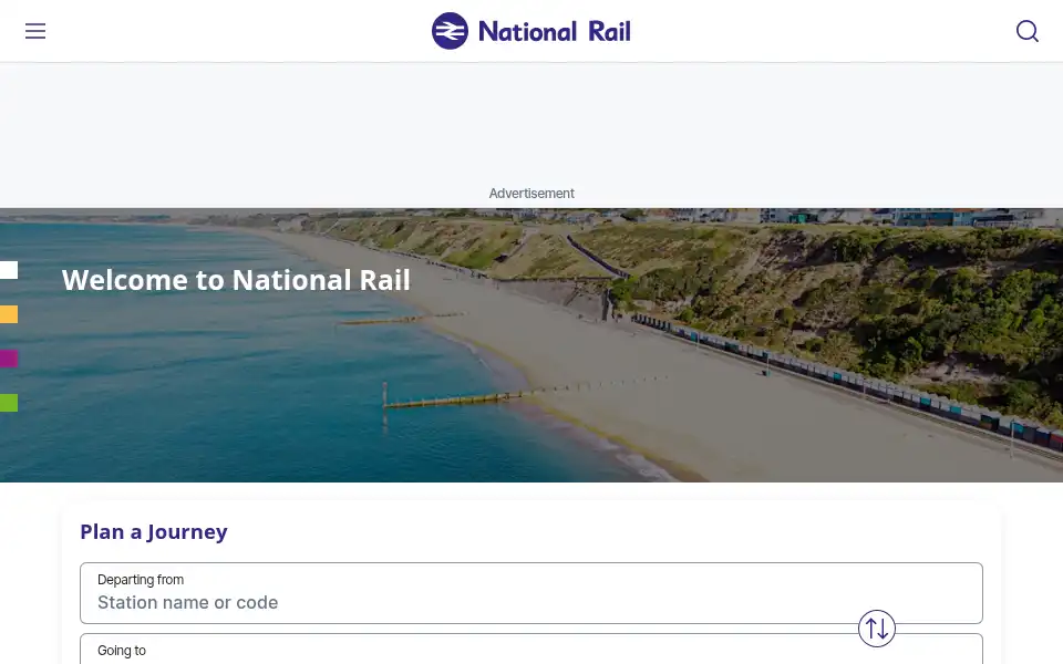 Screenshot of nationalrail.co.uk