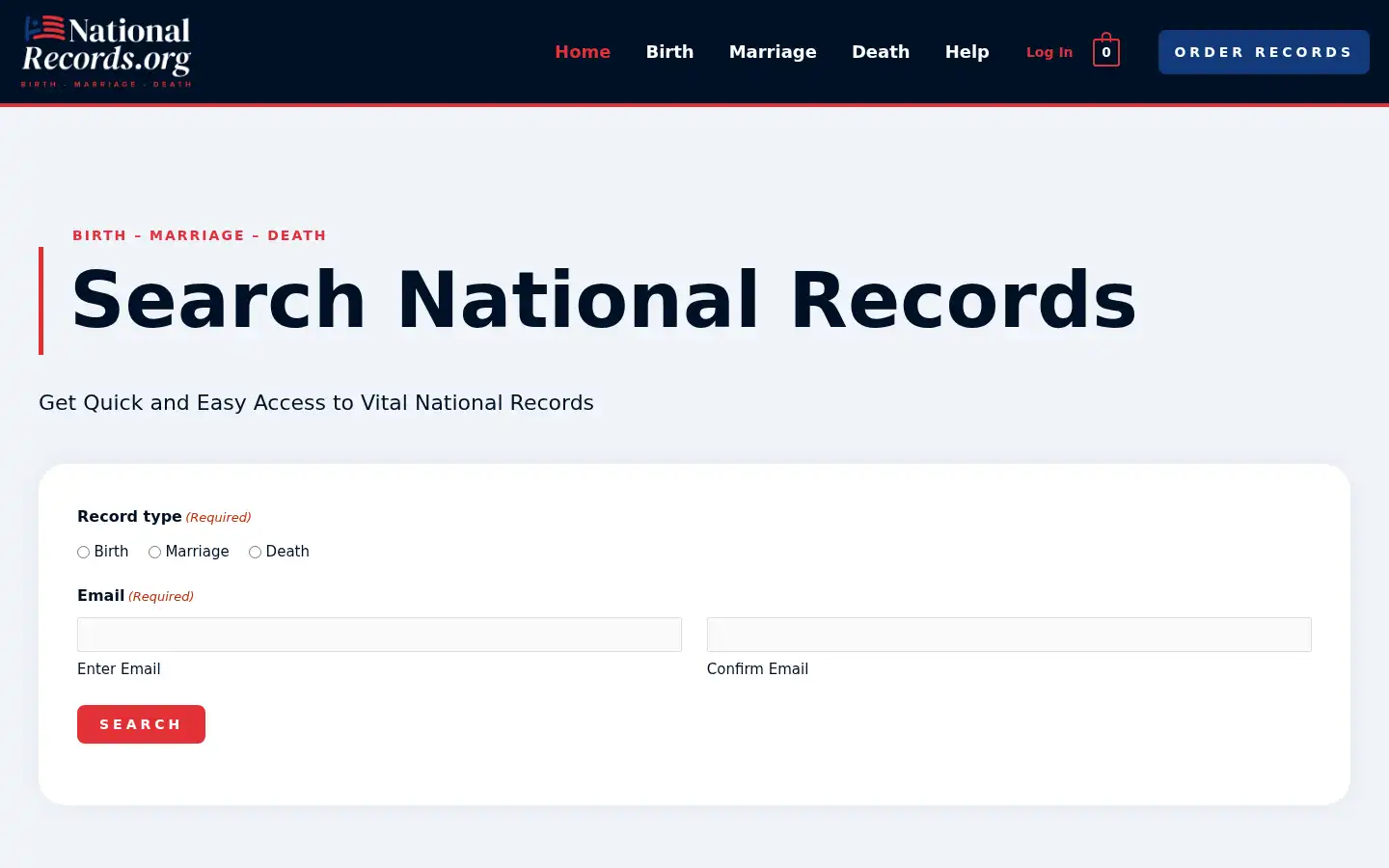 Screenshot of nationalrecords.org