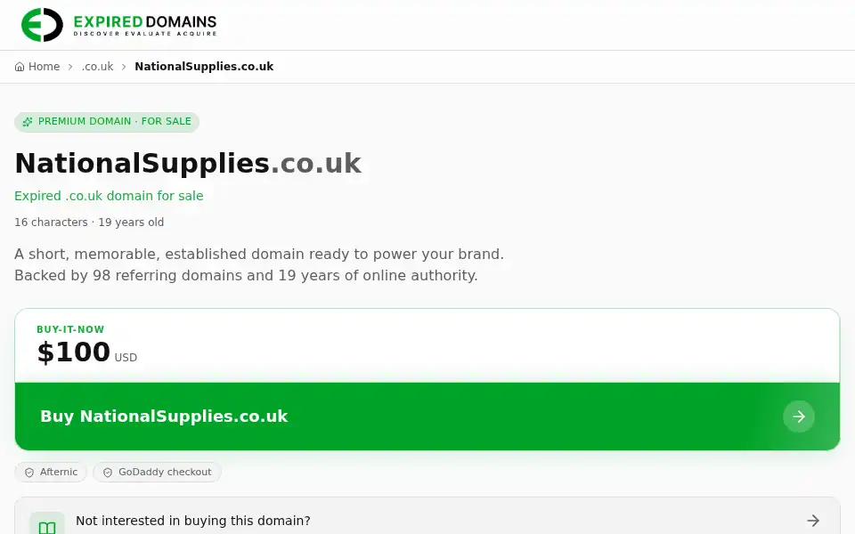 Screenshot of nationalsupplies.co.uk