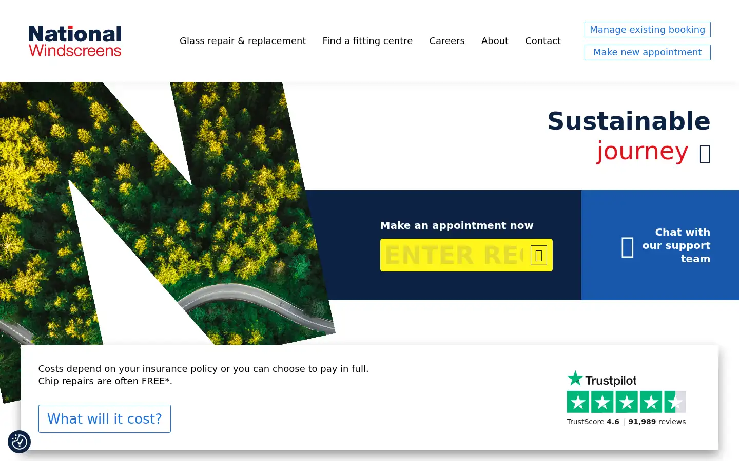 Screenshot of nationalwindscreens.co.uk
