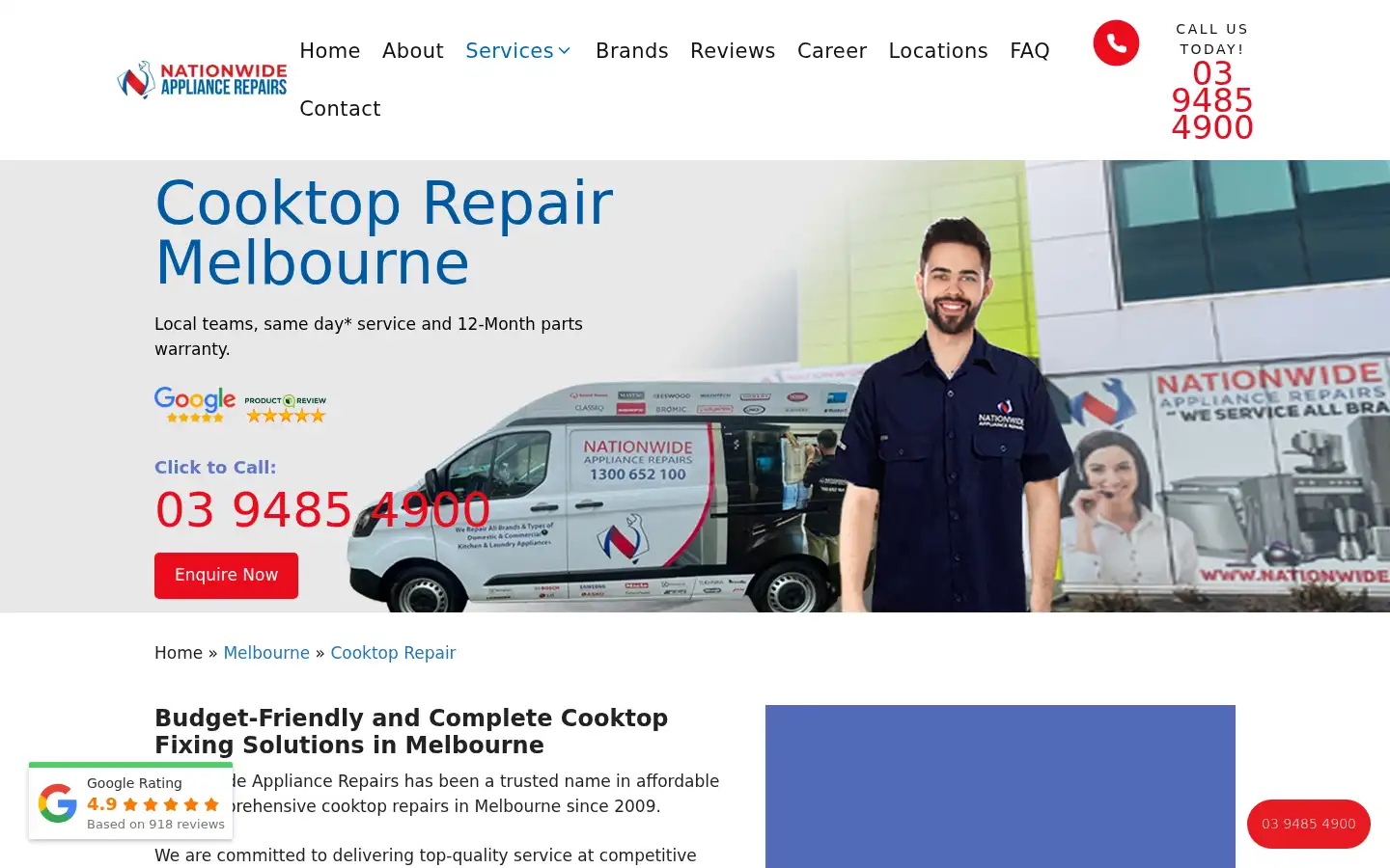 Screenshot of nationwideappliancerepairs.com.au