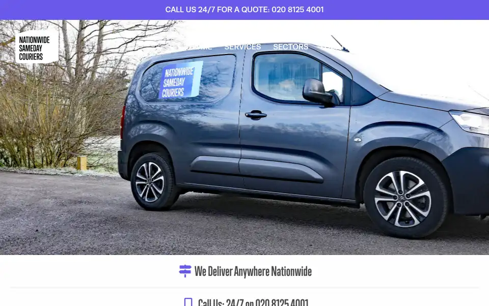 Screenshot of nationwidesamedaycouriers.co.uk
