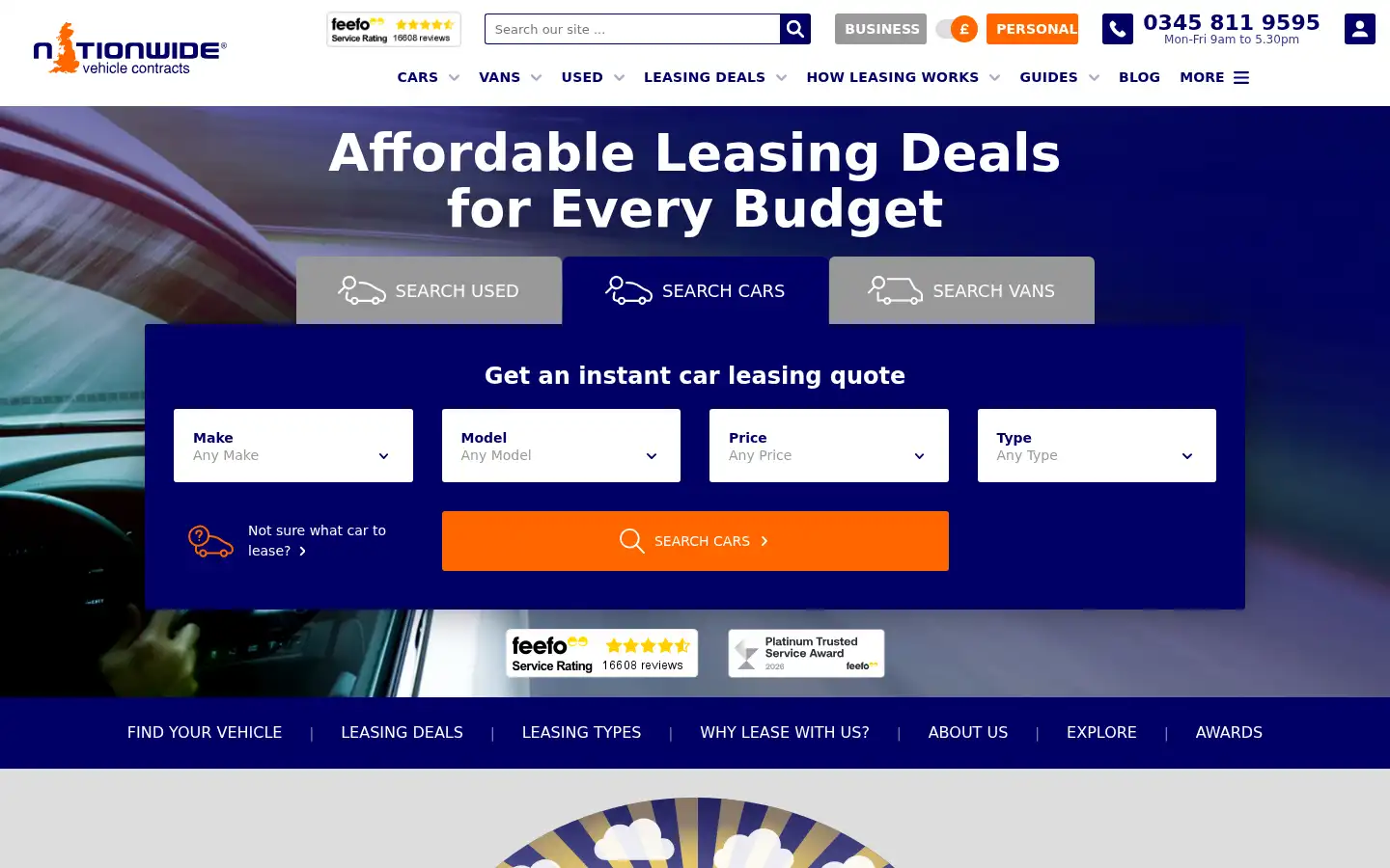 Screenshot of nationwidevehiclecontracts.co.uk