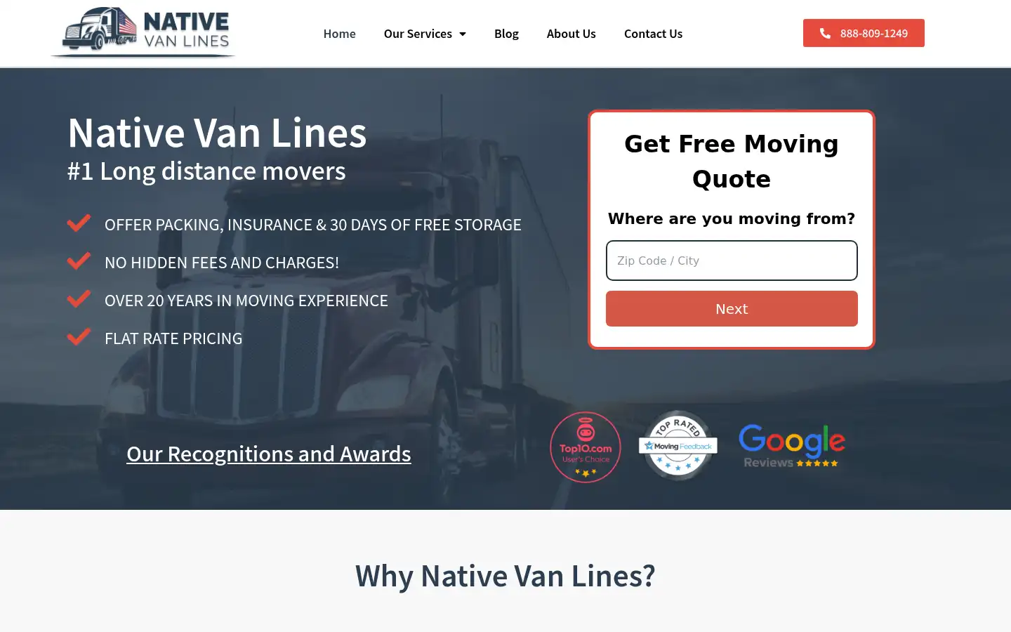 Screenshot of nativevanlines.com