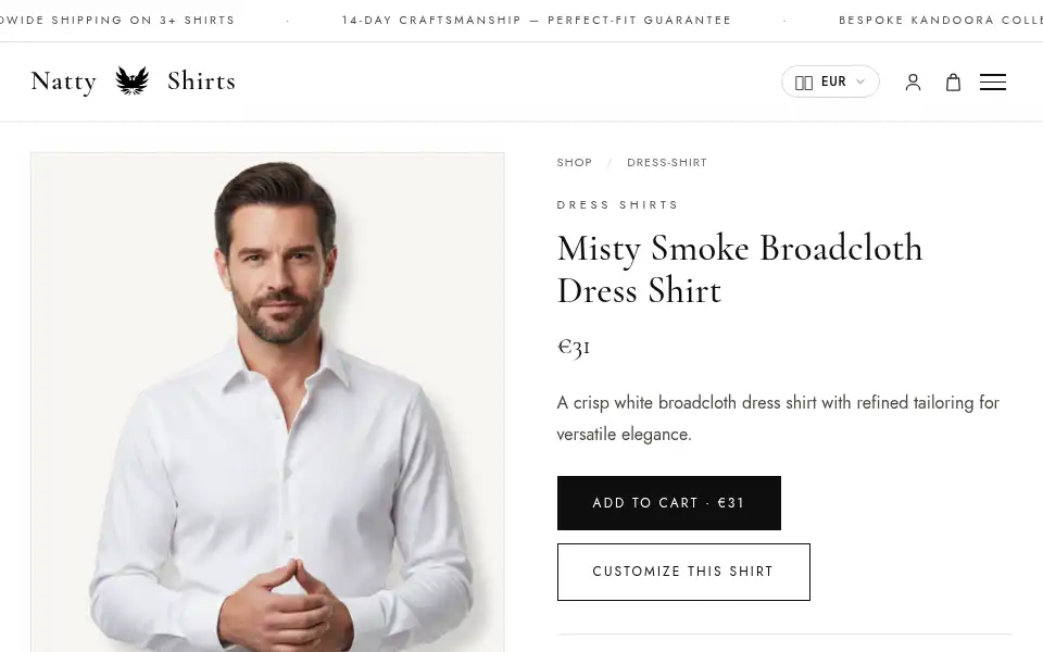 Screenshot of nattyshirts.com