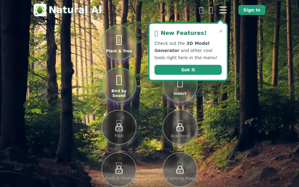 Screenshot of naturalai.art
