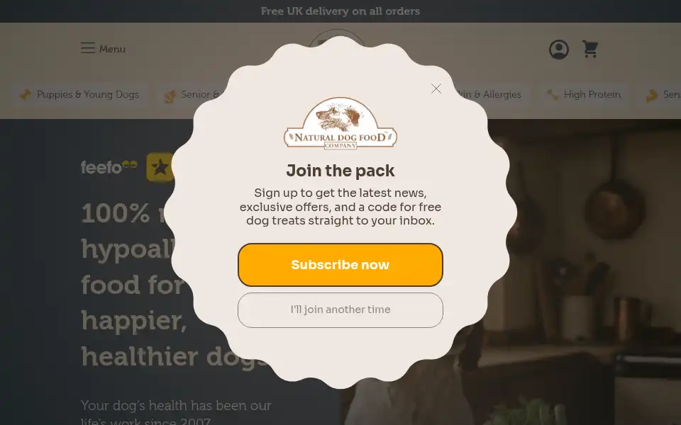 Screenshot of naturaldogfoodcompany.com