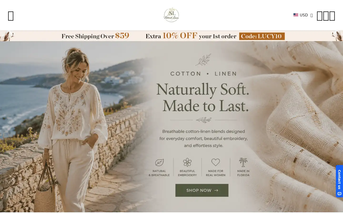 Screenshot of naturallinenshop.com