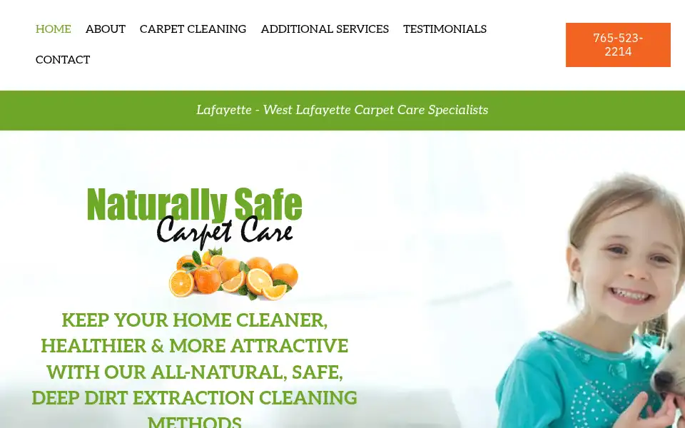Screenshot of naturallysafecarpetcare.com