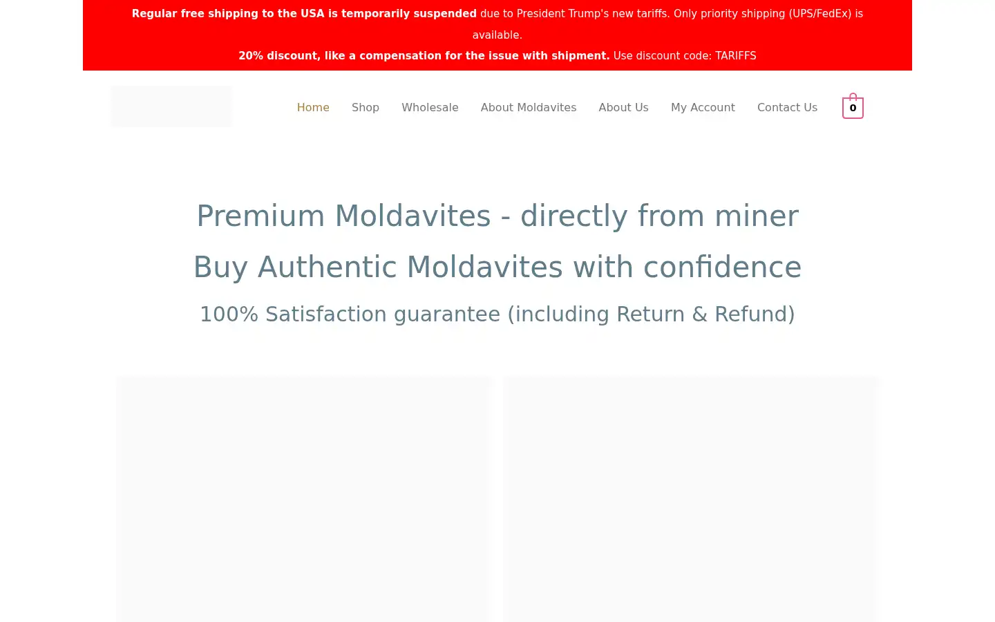 Screenshot of naturalmoldavites.com