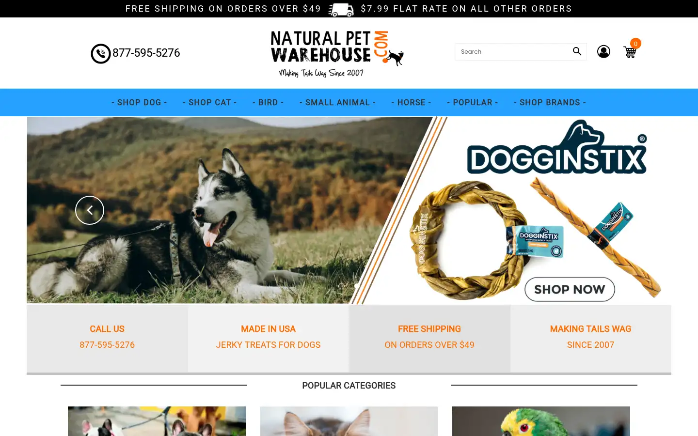 Screenshot of naturalpetwarehouse.com