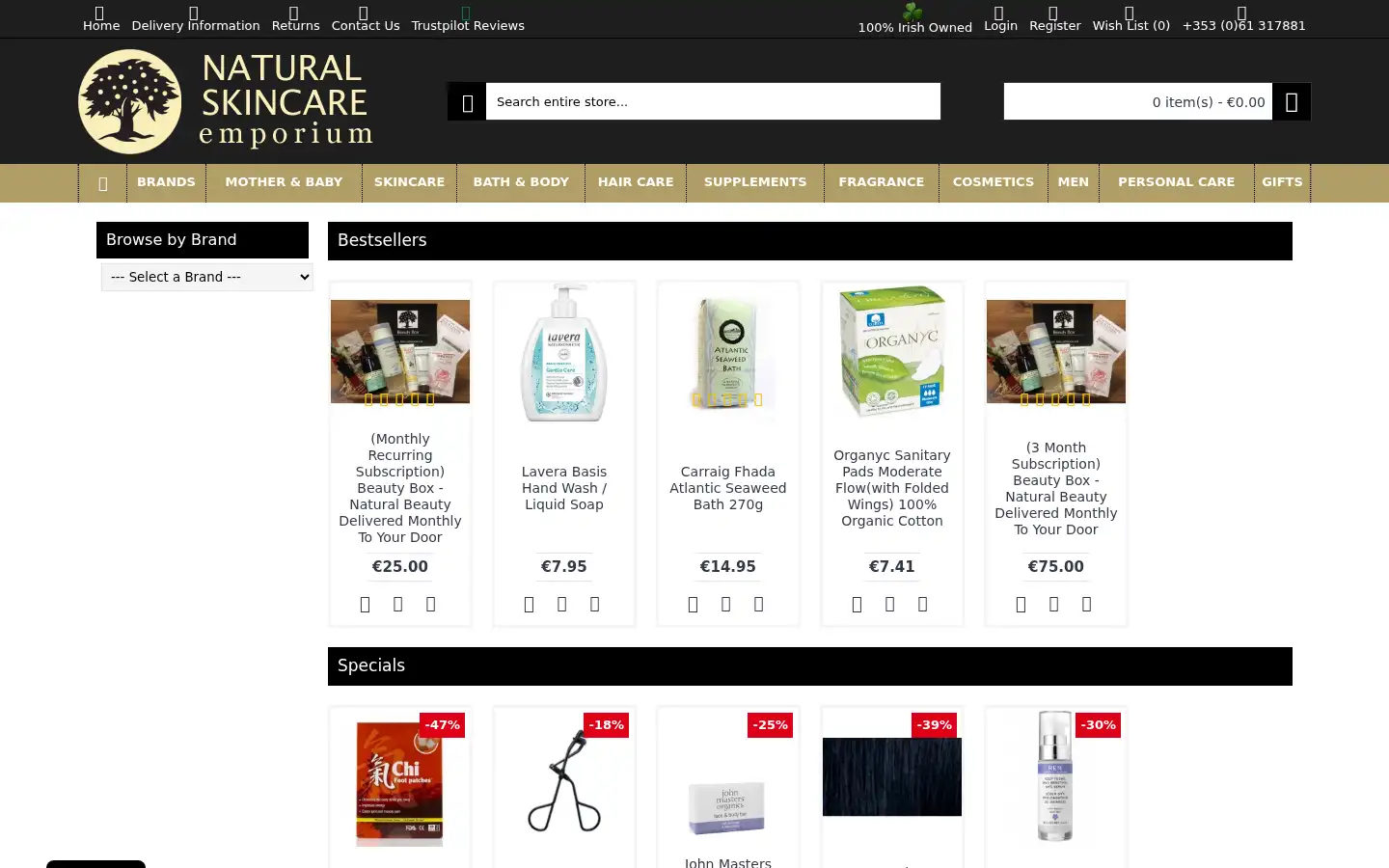 Screenshot of naturalskincare.ie