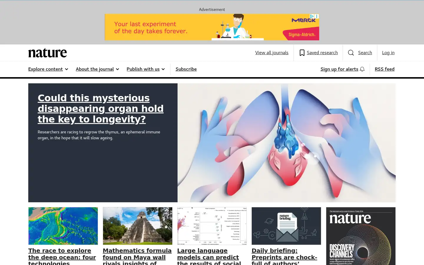 Screenshot of nature.com
