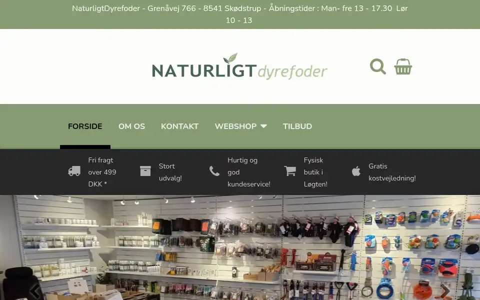 Screenshot of naturligtdyrefoder.dk