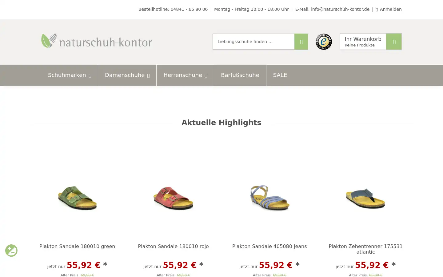 Screenshot of naturschuh-kontor.de
