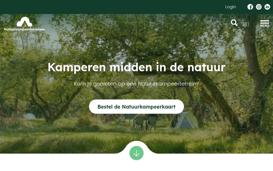 Screenshot of natuurkampeerterreinen.nl
