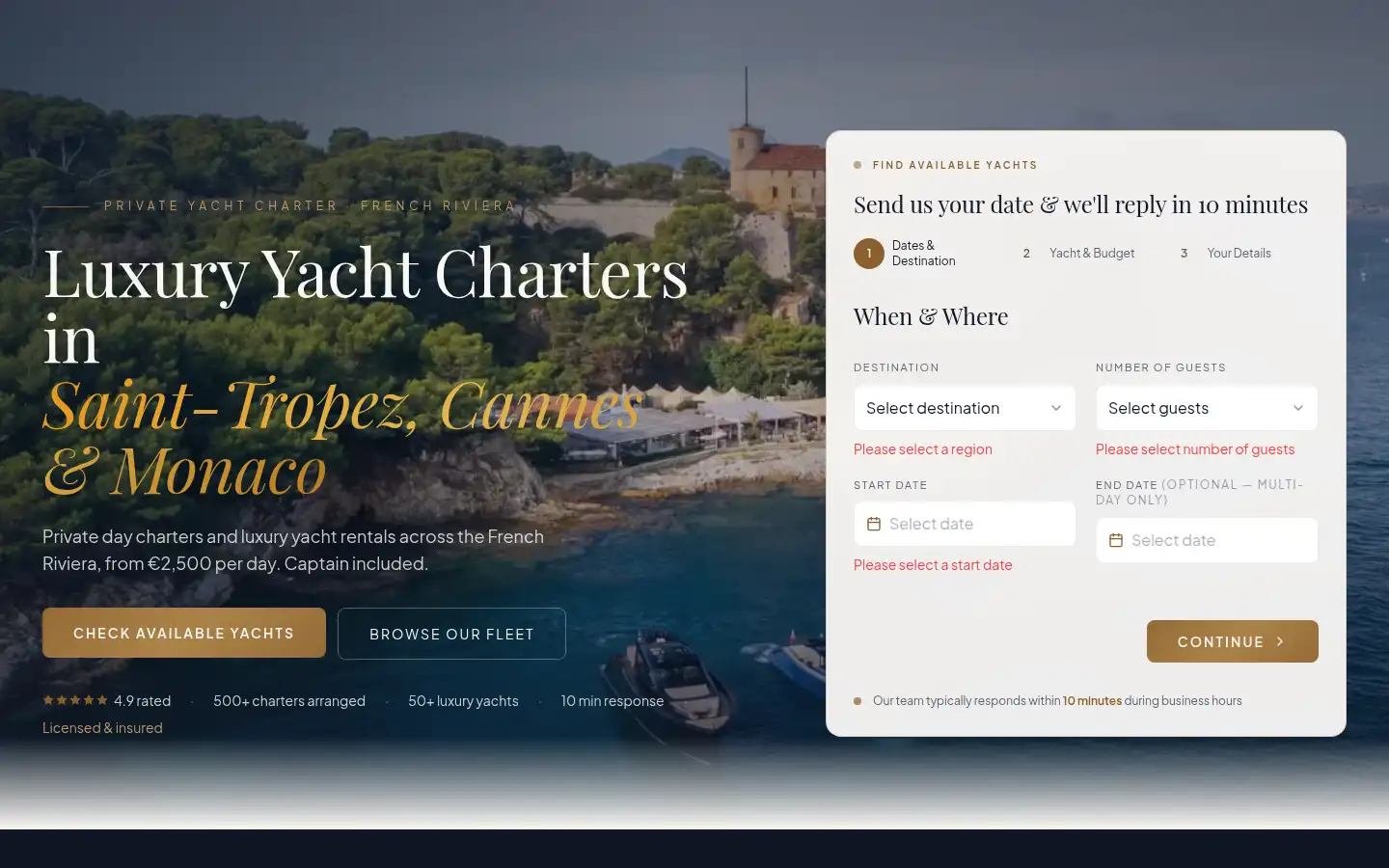 Screenshot of naveliacharters.com