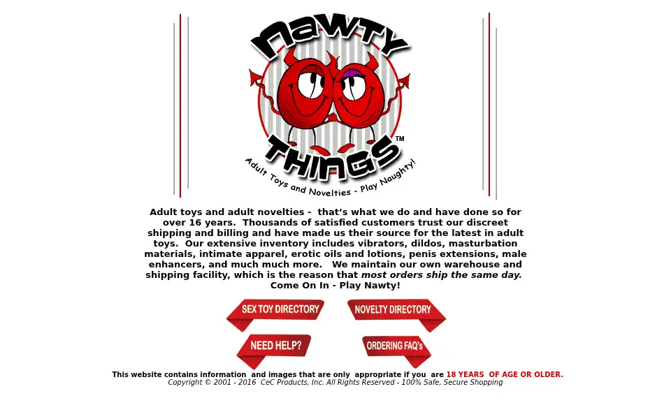 Screenshot of nawtythings.com