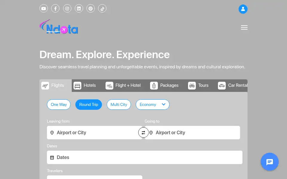 Screenshot of ndotatravel.com