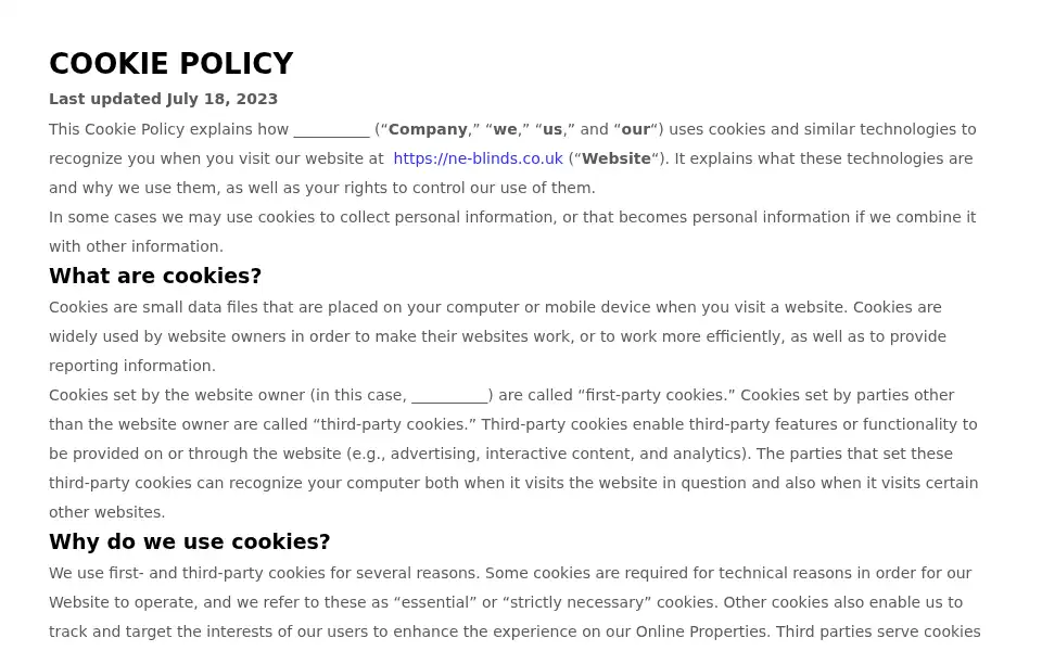 Screenshot of ne-blinds.co.uk