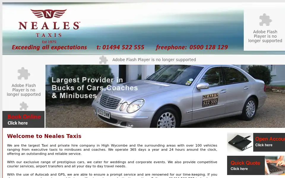 Screenshot of nealestaxis.co.uk