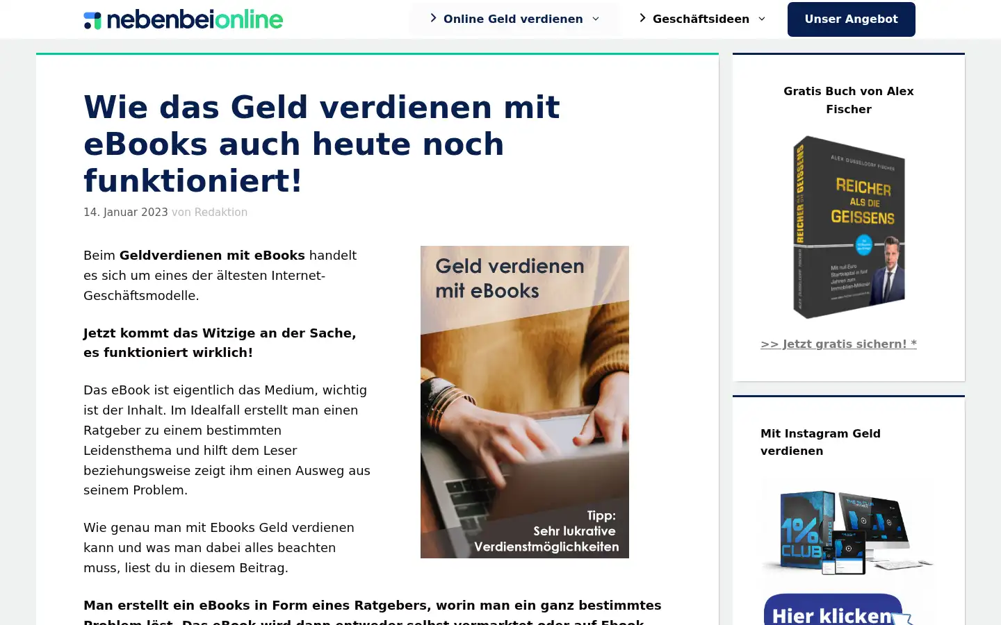 Screenshot of nebenbeionline.de