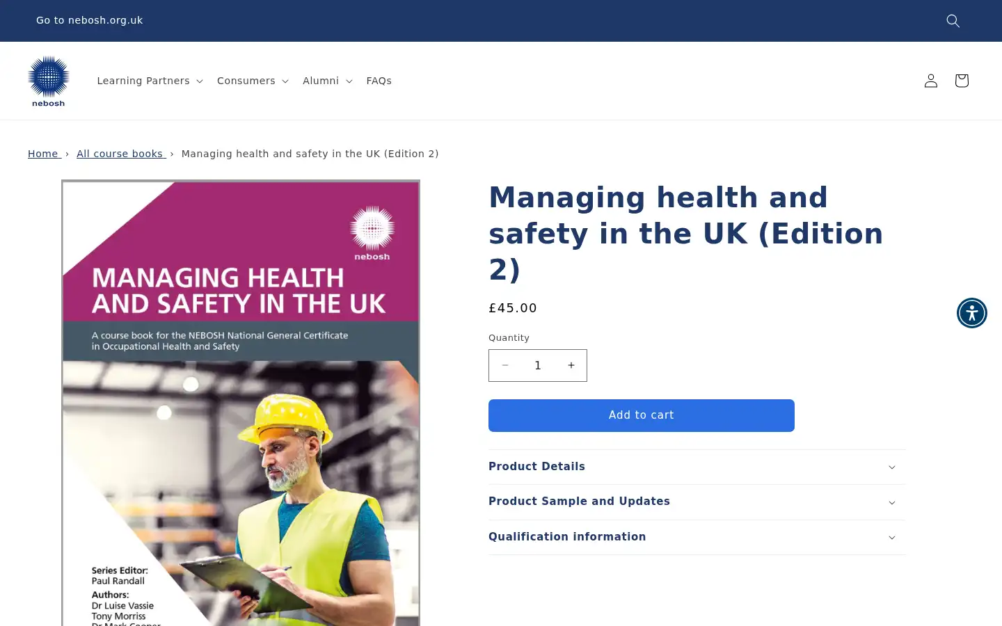 Screenshot of nebosh.org.uk