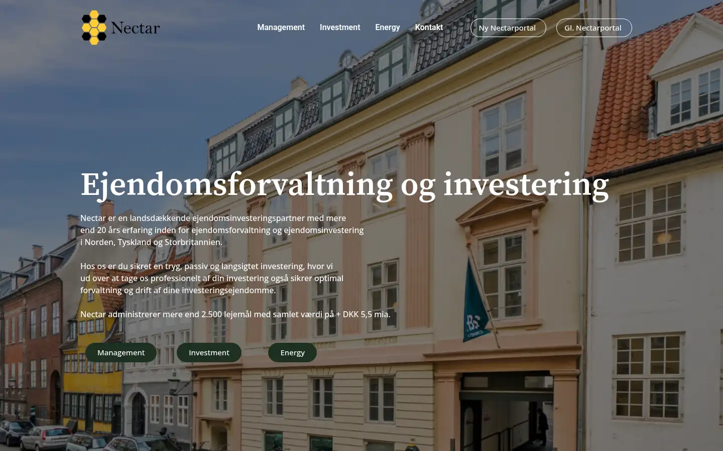 Screenshot of nectarinvest.dk