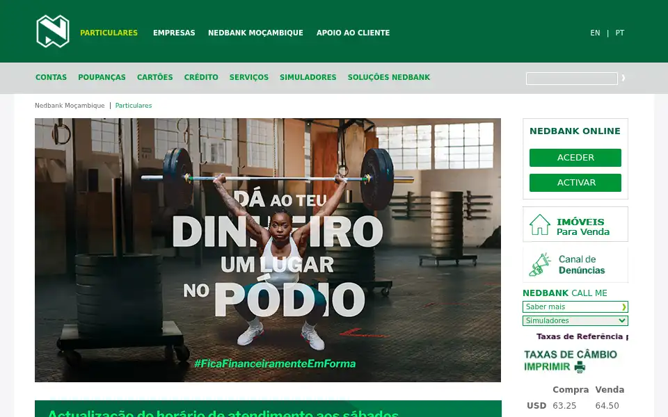Screenshot of nedbank.co.mz