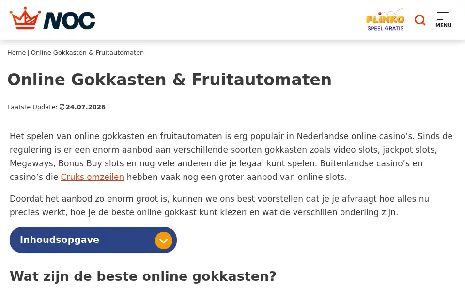 Screenshot of nederlandseonlinecasino.com