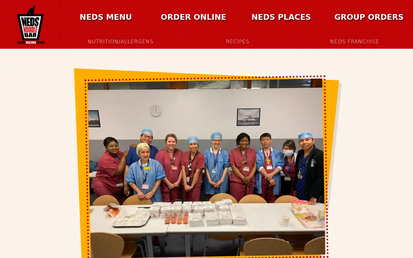 Screenshot of nedsnoodlebar.com