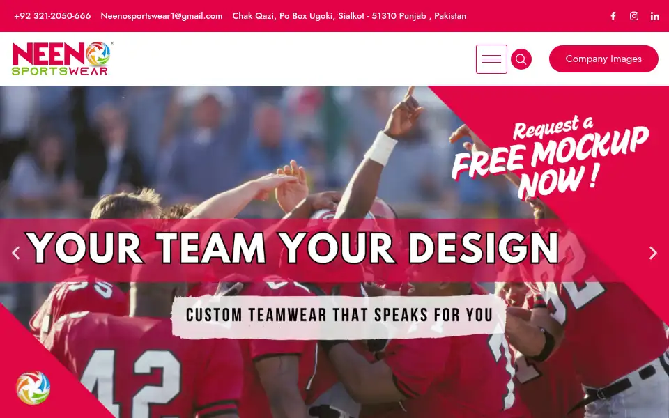 Screenshot of neenosportswear.com
