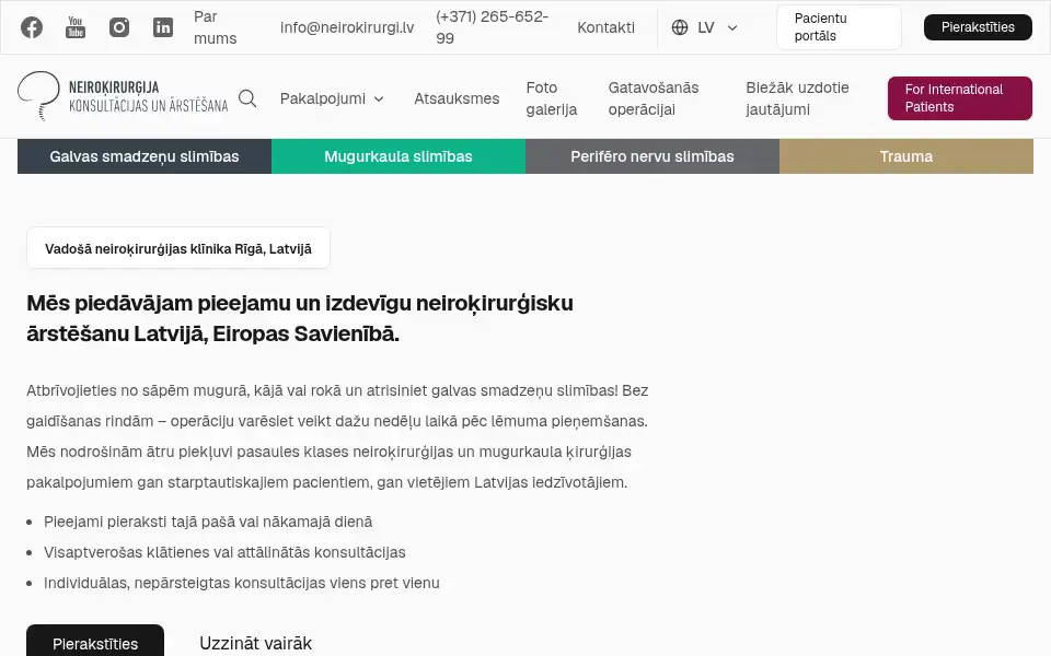 Screenshot of neirokirurgi.lv