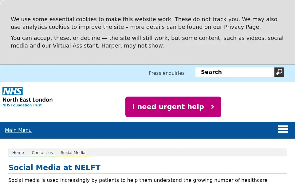 Screenshot of nelft.nhs.uk