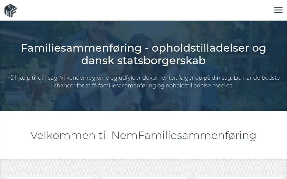 Screenshot of nemfamiliesammenfoering.dk