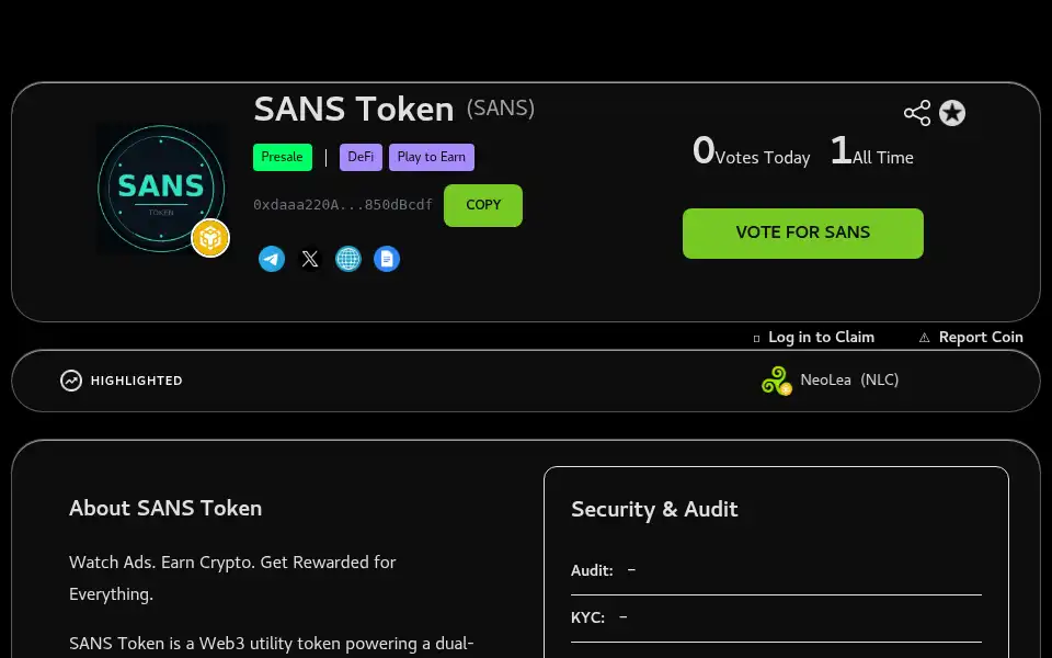 Screenshot of neocoins.io