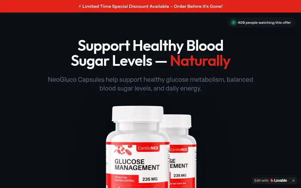 Screenshot of neogluco-capsules.lovable.app