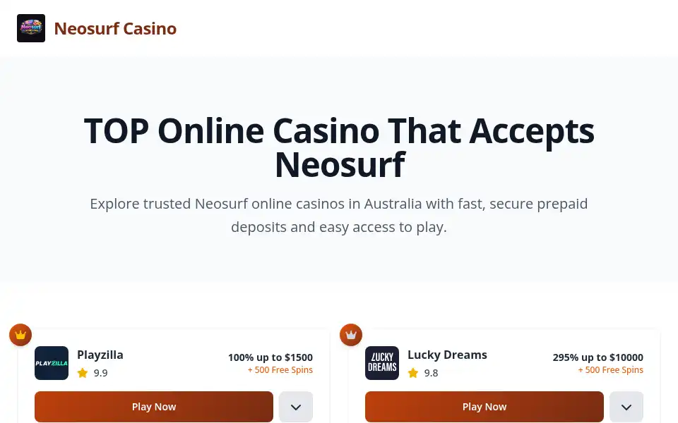 Screenshot of neosurfonlinecasinoau.org