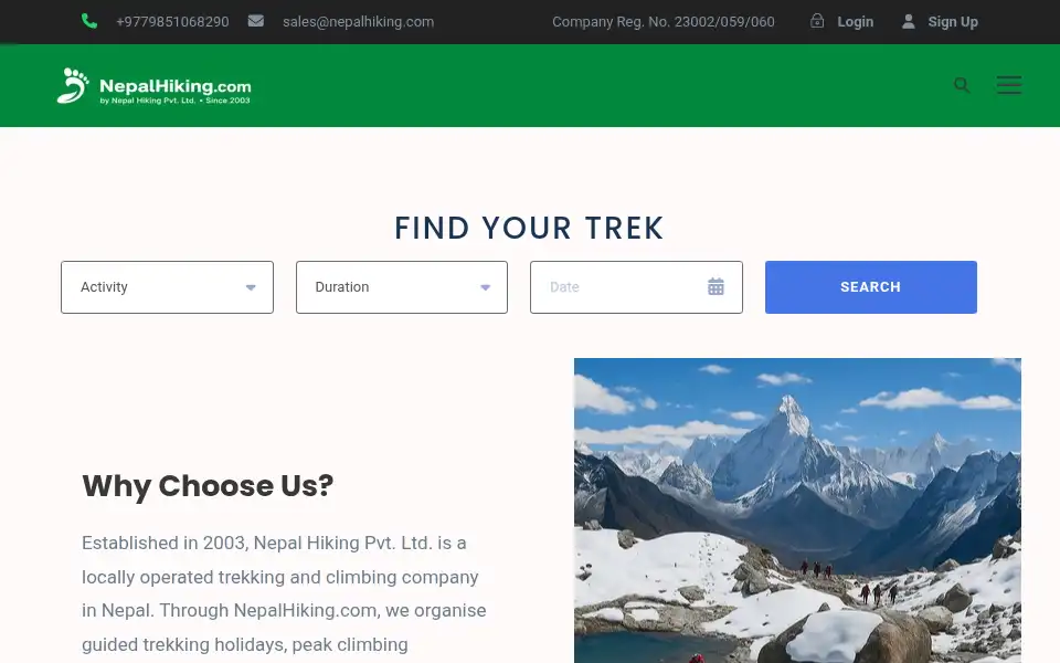 Screenshot of nepalhiking.com