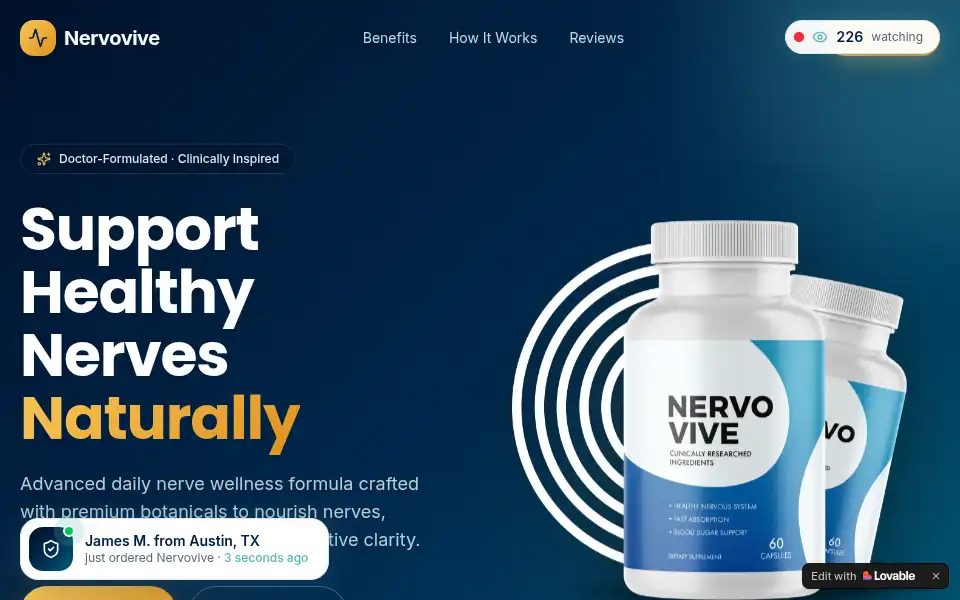 Screenshot of nervovive-cap.lovable.app