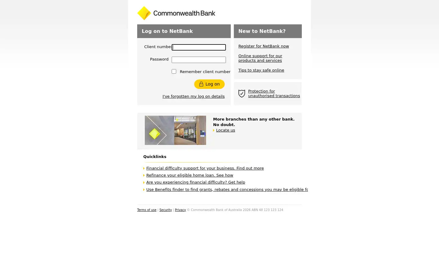 Screenshot of netbank.com.au