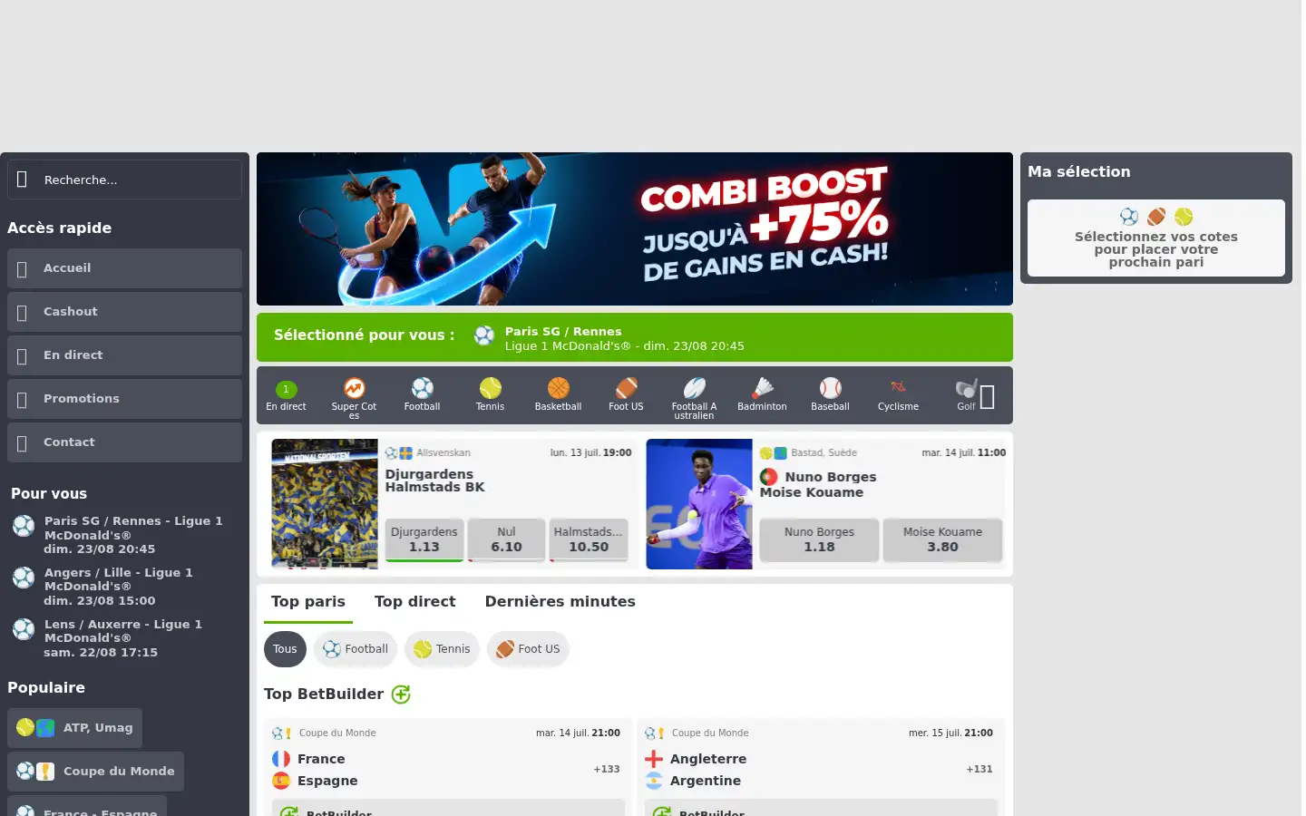 Screenshot of netbet.fr