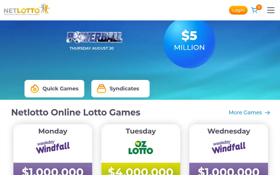 Screenshot of netlotto.com.au