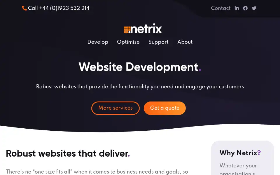 Screenshot of netrixinternet.co.uk