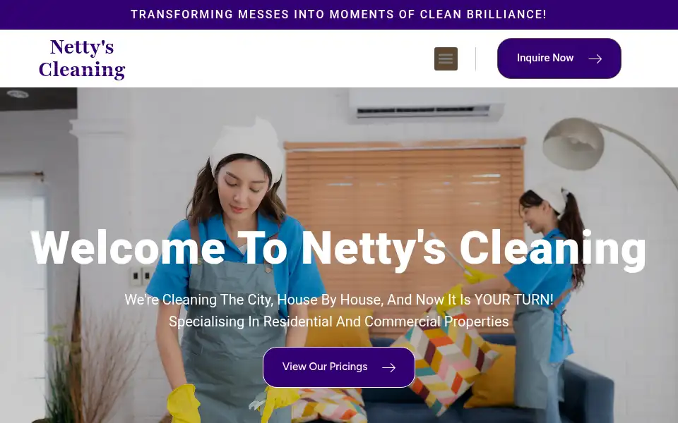 Screenshot of nettyscleaning.com