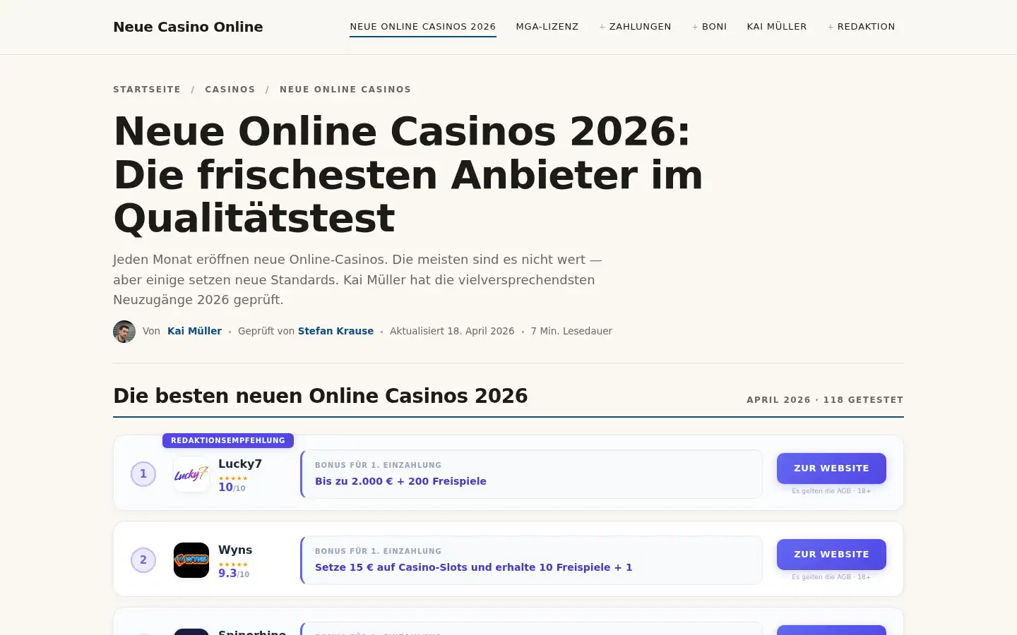 Screenshot of neuecasinoonline.com