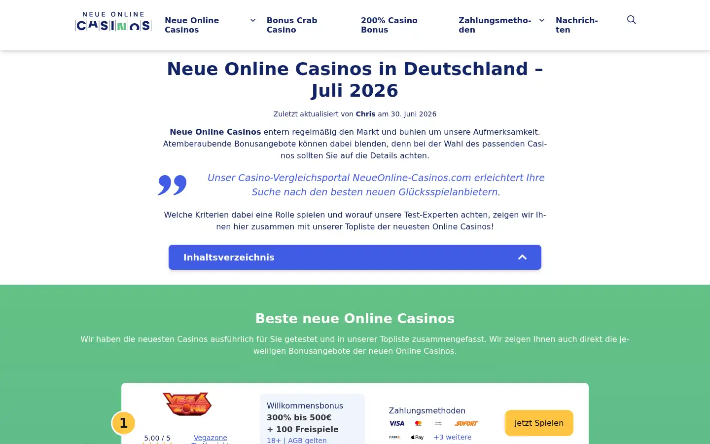 Screenshot of neueonline-casinos.com